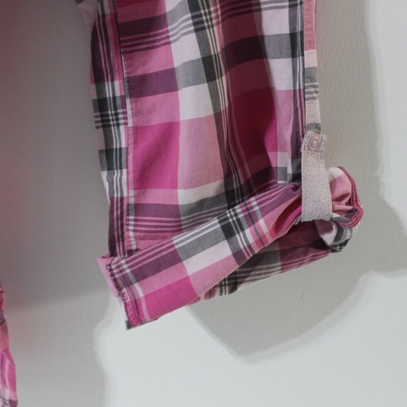 💖 OLD NAVY Intimates Cotton Pajama Pants Sz Small Roll Tab Pink Plaid - Picture 4 of 8